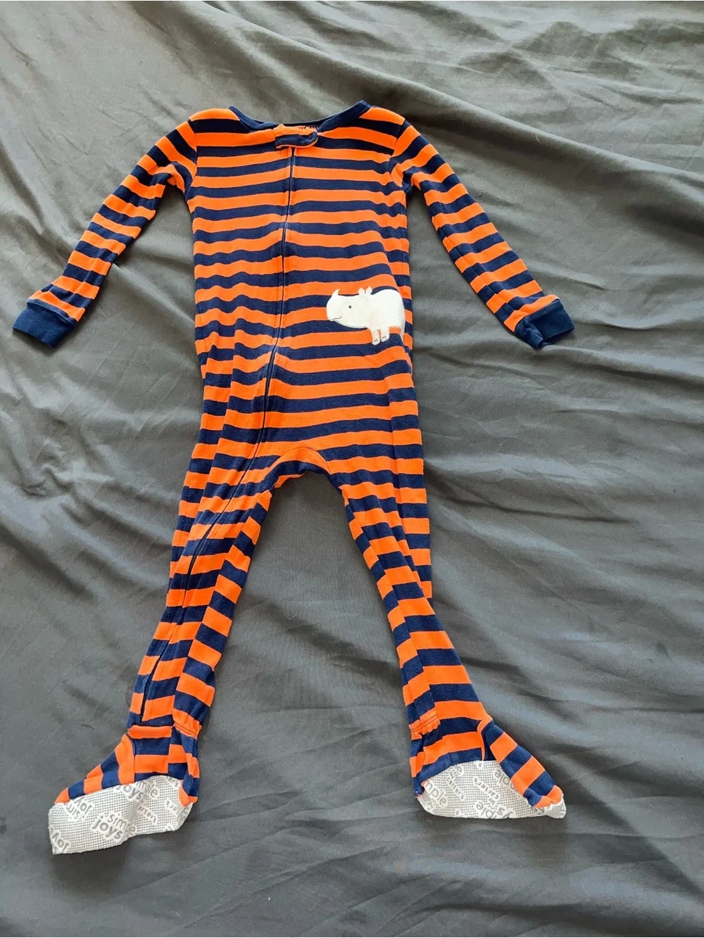 Carter's Orange and Navy Striped Footed One-Piece